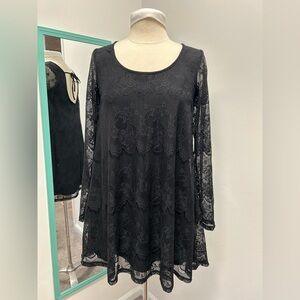 Altar’d State Black Lace Mini Dress with flare sleeves